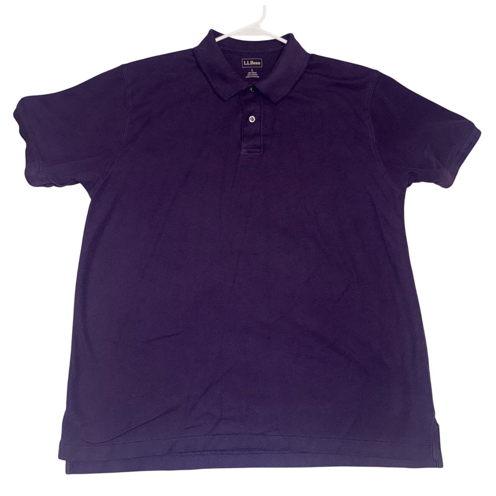 L.L. Bean Polo Shirt Mens Large Purple Good Cotton Pique Short Sleeve Classic